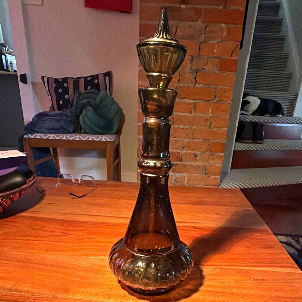 Vintage Jim Beam I Dream of Jeannie Genie Bottle 1964 Smoke Green Glass Decanter